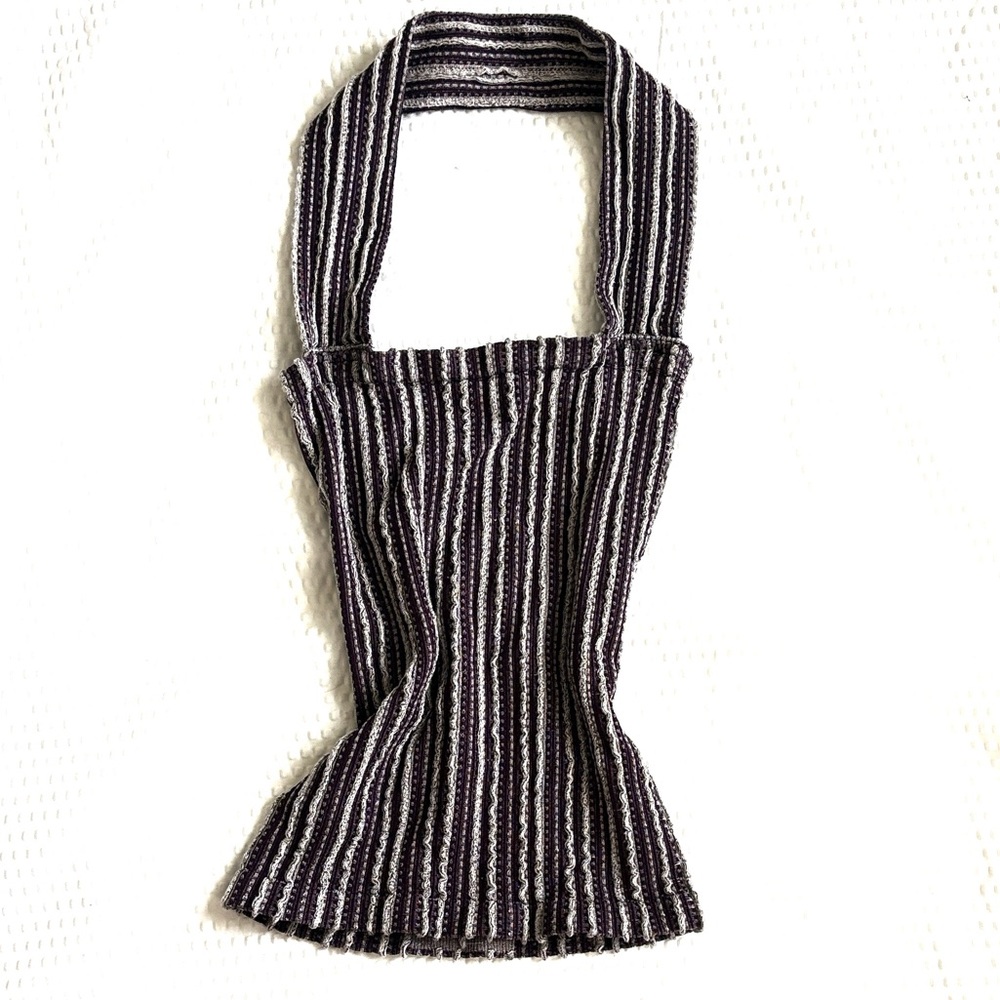 Intimately Free People Striped Purple and White Textured Halter Top - XS/S